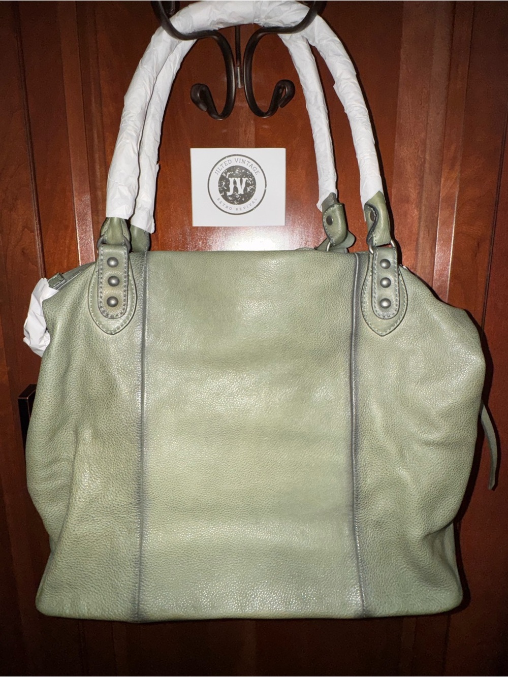 Free People Emerson Tote Leather Crossbody Shoulder Bag Secret Sage NWT - Picture 4 of 5